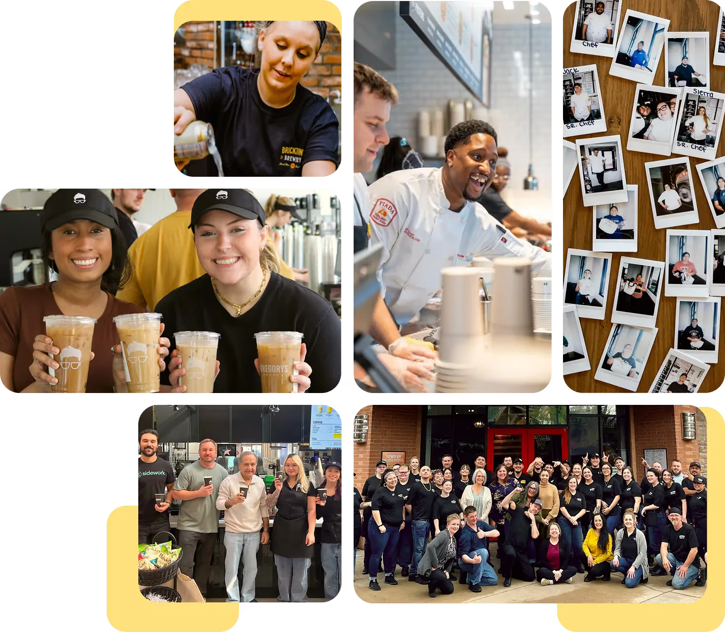 Collage of photos of restaurant and hospitality teams